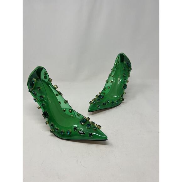 Good American Jeweled Emma Heel‎ Summer Green size 8.5 - Picture 1 of 10